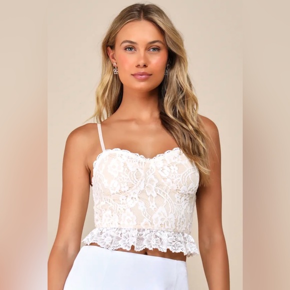 Lulus Tops - Lulus Sensationally Flirty Lace Bustier Cami Top